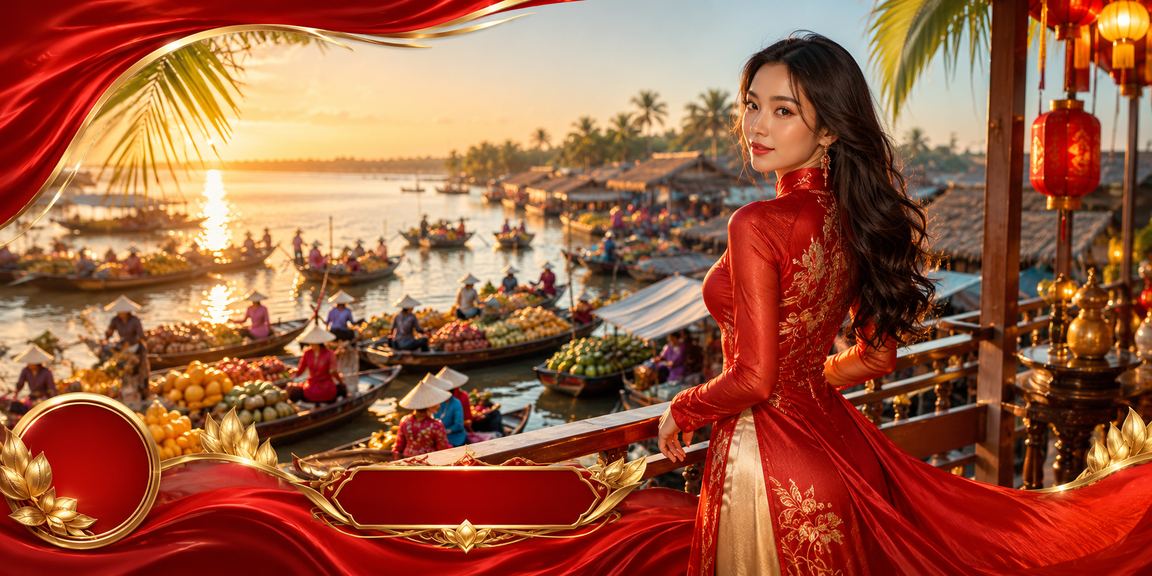 Người phụ nữ mặc áo dài theo dõi thông tin cá cược thể thao tại vùng đồng bằng sông Mekong
